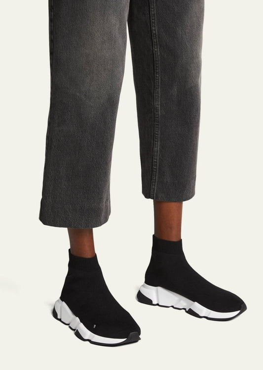 Black High Top Knit Shoe