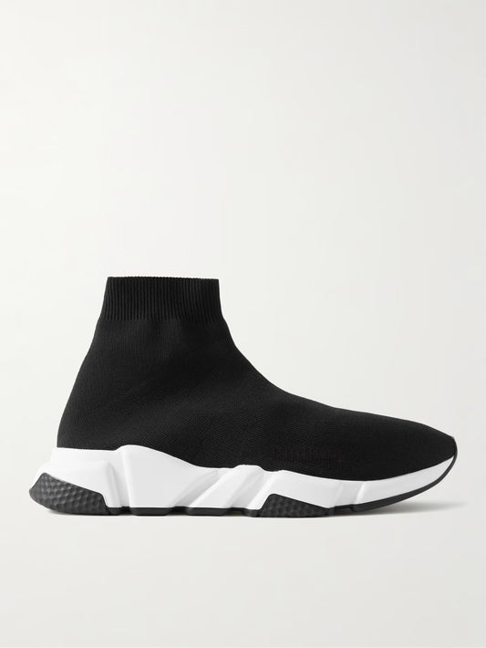 Black High Top Knit Shoe